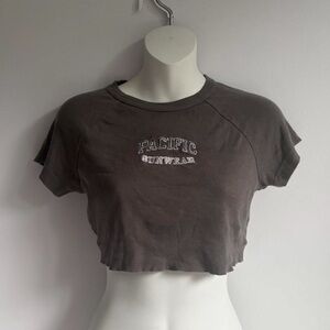 Gray Pacific Sunwear cropped baby tee